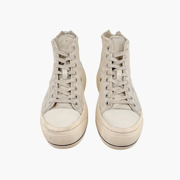 R13 Kurt High Top Platform Sneakers Size 8 Women's Beige Distressed Canvas - Picture 2 of 13